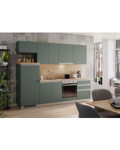 Blok kuhinja, Pia zeleno/zeleno/chalet/hladilnik L, 260 cm