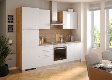 Blok kuhinja, Dea hrast chalet/bel. sijaj/hrast chalet, 260 cm