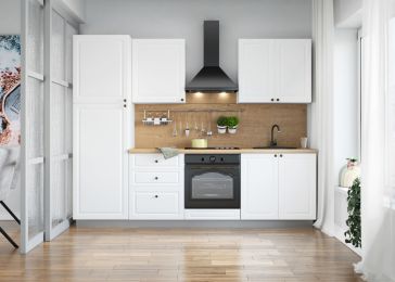 Blok kuhinja, Julija bel. mat/bel./hrast chalet, 260 cm