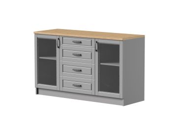 Komoda 2 vrata steklo in 4 predali, Julija 150 cm