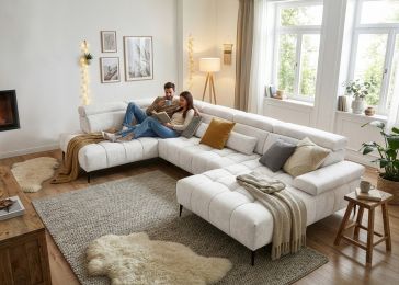 Velika sedežna garnitura v obliki črke U z električno funkcijo, Kyoto XXL