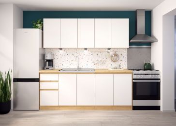Blok kuhinja, Una hrast ontario/bela, 200 cm S5