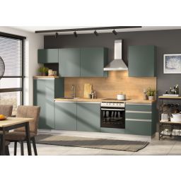 Blok kuhinja, Pia zeleno/zeleno/chalet/hladilnik L, 300 cm S9