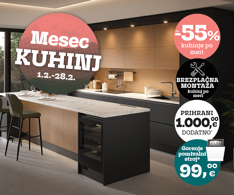 Mesec kuhinj prinaša -55% prihranka na kuhinje po meri z brezplačno montažo